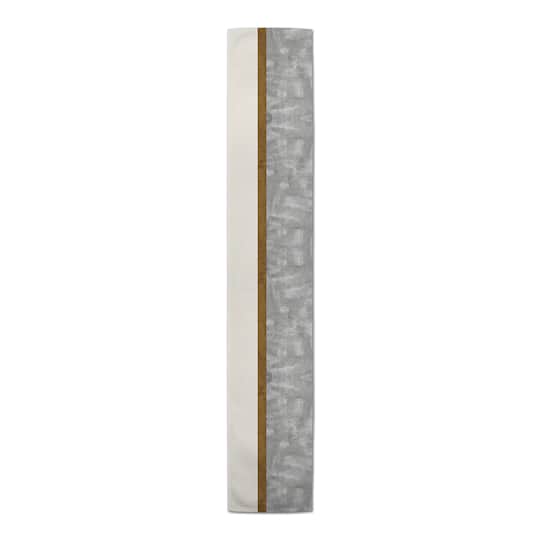 Gray & Linen with Leather Stripe Outdoor Table Runner